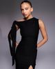 Vesper Vesper bengaline off shoulder drape detail maxi dress in black - 2