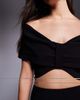 Vesper Vesper bengaline off the shoulder twist front crop top in black - part of a set - 2