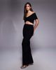 Vesper Vesper bengaline off the shoulder twist front crop top in black - part of a set - 3