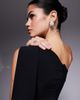 Vesper Vesper bengaline one shoulder drape detail side slit maxi dress in black - 2