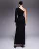 Vesper Vesper bengaline one shoulder drape detail side slit maxi dress in black - 3