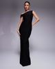 Vesper Vesper bengaline one shoulder knot detail maxi bodycon dress in black - 1
