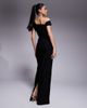 Vesper Vesper bengaline one shoulder knot detail maxi bodycon dress in black - 4