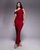 Vesper Vesper bengaline one shoulder knot detail maxi bodycon dress in wine-Red - 1