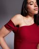 Vesper Vesper bengaline one shoulder knot detail maxi bodycon dress in wine-Red - 2