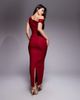 Vesper Vesper bengaline one shoulder knot detail maxi bodycon dress in wine-Red - 3