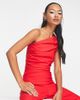 Vesper Vesper bengaline one shoulder ruched crop top in red - part of a set - 1