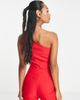 Vesper Vesper bengaline one shoulder ruched crop top in red - part of a set - 3