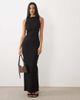 Vesper Vesper bengaline open back high neck maxi dress in black - 1