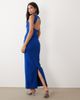 Vesper Vesper bengaline open back high neck maxi dress in cobalt-Blue - 2