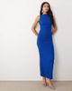 Vesper Vesper bengaline open back high neck maxi dress in cobalt-Blue - 4