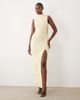 Vesper Vesper bengaline ruched neck drape open back maxi dress in yellow - 1