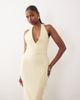 Vesper Vesper bengaline scoop halterneck tie detail midi dress in yellow - 2