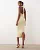 Vesper Vesper bengaline scoop halterneck tie detail midi dress in yellow - 4
