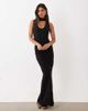 Vesper Vesper bengaline scoop maxi dress with high neck detail in black - 1