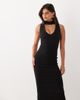 Vesper Vesper bengaline scoop maxi dress with high neck detail in black - 3