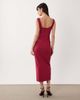 Vesper Vesper bengaline scoop neck and back thigh slit midi dress in raspberry-pink - 4
