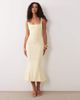 Vesper Vesper bengaline sleeveless square neck fishtail midi dress in yellow - 1