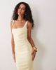 Vesper Vesper bengaline sleeveless square neck fishtail midi dress in yellow - 2
