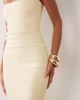 Vesper Vesper bengaline sleeveless square neck fishtail midi dress in yellow - 4