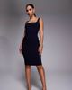 Vesper Vesper bengaline square neck bodycon midi dress in black-Navy - 1