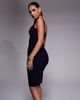 Vesper Vesper bengaline square neck bodycon midi dress in black-Navy - 4