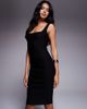 Vesper Vesper bengaline square neck bodycon midi dress in black - 2
