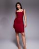 Vesper Vesper bengaline square neck bodycon midi dress in wine-Red - 1