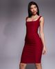 Vesper Vesper bengaline square neck bodycon midi dress in wine-Red - 2