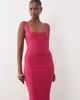 Vesper Vesper bengaline square neck fishtail maxi dress in fuschia-pink - 2