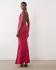 Vesper Vesper bengaline square neck fishtail maxi dress in fuschia-pink - 3