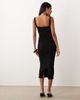 Vesper Vesper bengaline square neck mesh panel side detail dress in black - 4