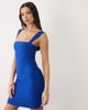 Vesper Vesper bengaline square neck strappy mini dress in cobalt-Blue - 1