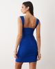 Vesper Vesper bengaline square neck strappy mini dress in cobalt-Blue - 3