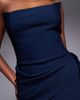 Vesper Vesper bengaline strapless square edge draped front midi dress in navy - 2
