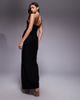 Vesper Vesper Bengaline sweetheart bandeau split front maxi dress in black - 4