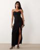Vesper Vesper bengaline sweetheart bandeau thigh slit maxi dress in black - 1