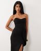 Vesper Vesper bengaline sweetheart bandeau thigh slit maxi dress in black - 2