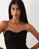Vesper Vesper bengaline sweetheart bandeau thigh slit maxi dress in black - 3