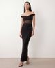 Vesper Vesper bengaline sweetheart neckline off shoulder mesh panel maxi dress in black - 1