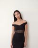 Vesper Vesper bengaline sweetheart neckline off shoulder mesh panel maxi dress in black - 2