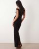 Vesper Vesper bengaline sweetheart neckline off shoulder mesh panel maxi dress in black - 3