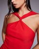 Vesper Vesper bengaline twist front halter neck side split midaxi dress in red - 3