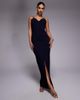 Vesper Vesper bengaline v-neck cami low back maxi dress in navy - 1