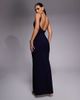 Vesper Vesper bengaline v-neck cami low back maxi dress in navy - 2