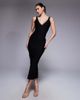 Vesper Vesper bengaline V-neck lace trim strappy maxi dress in black - 1