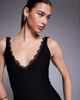 Vesper Vesper bengaline V-neck lace trim strappy maxi dress in black - 2