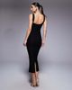Vesper Vesper bengaline V-neck lace trim strappy maxi dress in black - 4