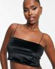 Vesper Vesper bengaline velvet cami crop top in black - 1
