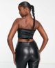 Vesper Vesper bengaline velvet cami crop top in black - 2